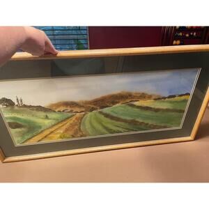 country watercolor art professionally framed Not signed. Very nice
